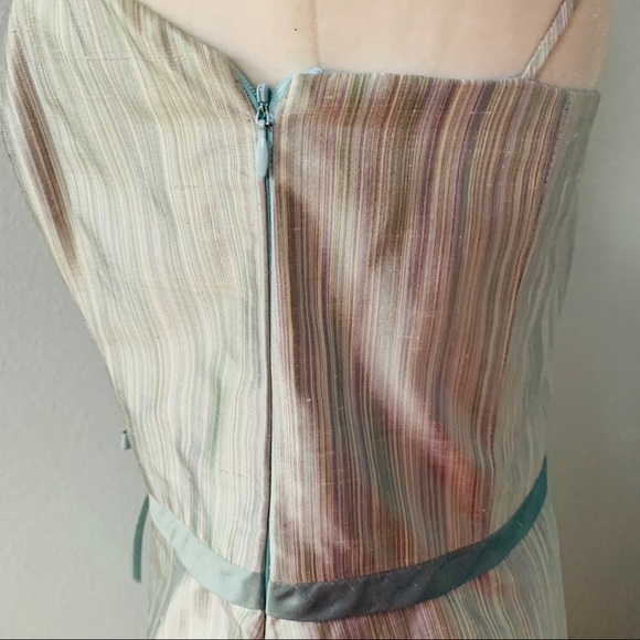 Jenny Yoo Silk Seafoam Green & Blue Midi Dress 10 - Picture 4 of 8